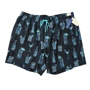 Caribbean Big & Tall 3XT Swim Trunks Mens Lined Board Shorts Tiki Cocktail Print